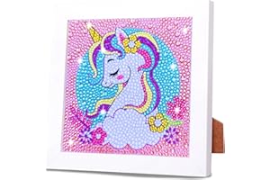QIUQI Pittura Diamante Kit con Cornice,Diamond Painting Kit Unicorno,Pittura Diamante Mosaico Art Kits per Regalo di Compleanno per Bambini Ragazza,Decorazione Murale