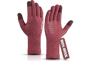 Rahhint Pro Wool Winter Gloves Men Women, Anti-slip Thermal Touch Screen Gloves with Napping Lining Keep Hand Warm Soft Gift