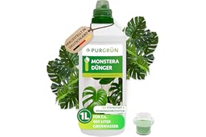 Purgrün® Monstera-Dünger 1 Liter – Schnelles Wachstum dank hohem Stickstoffgehalt – Spurennährstoffe für prächtige Blätter – Konzentrat für ca. 400 Liter Gießwasser – Premium-Flüssigdünger