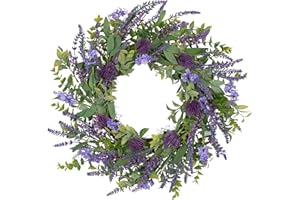 ‎ARBORUS Arborus Artificial Lavender Wreath 55 cm Artificial Flowers Purple Artificial Door Wreath Plastic Lavender Wreath Wall Wreath Decorative Wreaths for Door Wall Table Decoration in Bathroom Living Room