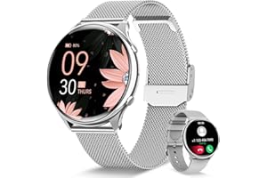RUXINGX Reloj Inteligente Mujer con Llamada, Smartwatch Mujer con Seguimiento Menstrual, 120+ Modos Deportes, Pulsómetro, SpO2, Monitor Sueño, Podómetro para Android iOS Plata, Regalo Mujer