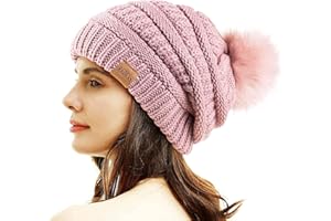 REDESS Cappello Invernale da Donna con Pom Pom Beanie Caldo Foderato in Pile Spesso Slouchy Snow Knit Chunky Baggy Skull Berretto da Sci