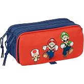 Super Mario Mamma MIA &ndash; Triple Big Pencil Case, Children's Pencil Case, Ideal for School Age Children, Comfortable and Versat