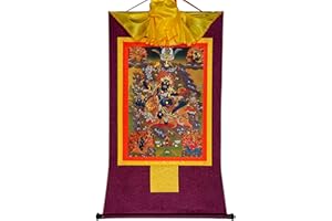 Gandhanra Thangka Tibetano - Palden Lhamo Thangka - Arazzo di Buddha a Stampa Dorata per Decorazione Zen, Meditazione, Rilassamento Spirituale e Pace