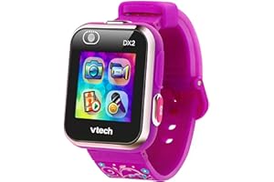 VTech - Kidizoom Smart Watch DX2, Reloj Inteligente para niños, Doble cámara de Fotos, vídeos, Juegos, Color Morado con Flores, Versión ESP (80-193837)