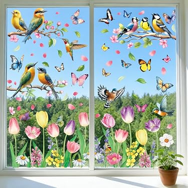 Set De 8 Feuilles Autocollants Fleur - Stickers Imperméables Pour Poubelle, Mur, Fenêtre Et Réfrigérateur