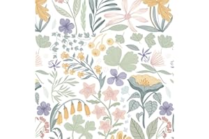 CiCiwind Selbstklebende Tapete Blumen Grün 44×300CM Weiß Möbelfolie Selbstklebend Blatt Blume Tapete abnehmbar Vinyl Klebefolie für Wohnzimmer Schlafzimmer Küche Wand Schränke Dekor