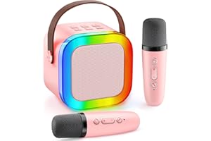 Gontence Karaoke Maschine Kinder - Rosa Karaoke Mikrofone als Geschenke Für Mädchen - Bluetooth Karaoke Mikrofon Kinder - Mikrofon für Mädchen 3-12 Jahre - Mädchen Spielzeug ab 3-15 Jahre
