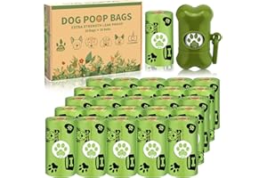 McNory Bolsas para Excrementos de Perro, 520 Unidades/26 Rollos bolsas caca perro con dispensador, Hecho de la Mezcla de almidón de maíz, Extra Gruesa Prueba de Fugas, Fuerte y a Prueba, Verde