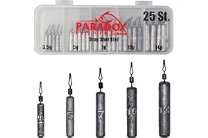 ‎PARADOX FISHING Paradox Fishing Drop Shot Blei Set - 25 Stück (3,5g/5g/7g/10g/14g) Je 5 Stück Mit Box - Jigköpfe Cheburashka Angel Blei