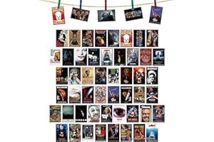 AHZFOX 50 PCS Classique Horreur Film Affiche Mur Collage Kit Esthétique Photos Collage Vintage Film Photo Mur Home Cinéma Salle Dortoir Chambre Décoration Murale 4 "x 6"…