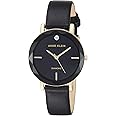 Anne Klein Women's Genuine Diamond Dial Leather Strap Watch