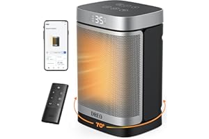 Dreo Riscaldatore intelligente per spazio, Riscaldatore elettrico in ceramica PTC oscillante a 70° con termostato, Telecomando, 3 modalità 3 velocità, Modalità ECO per risparmio energetico