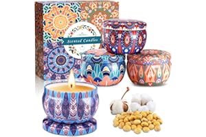 MULEVIP Candele Profumate,Set Regalo da 4 Pezzi Set Candele Profumate,Cera di Soia Naturale,Lavanda,Vaniglia,Limone,Rosmarino per Purificare L'aria,per Compleanno,Festa della Mamma