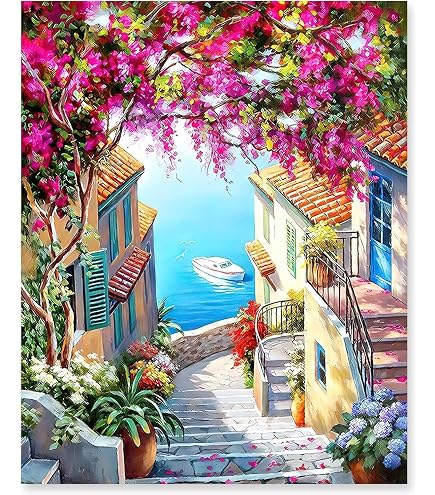 NANASUGUR Pintura Por Números Para Adultos – Lienzo De 40x50 Cm Sin Marco, Paisaje Urbano Ilustrado, Kit DIY Con Acrílicos Y Pinceles, Decoración Para El Hogar