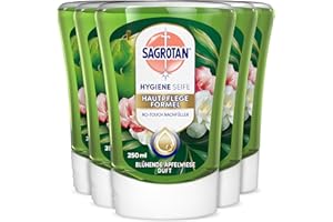 ‎SAGROTAN Sagrotan No-Touch Nachfüller Blühende Apfelwiese Duft – Für den automatischen Seifenspender – 5 x 250 ml Handseife