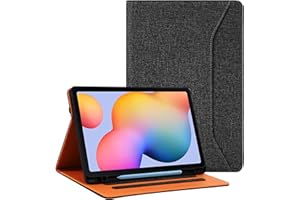 Vakarey Hülle für Samsung Galaxy Tab S6 Lite 10.4 Zoll 2022/2020 SM-P610/P613/P615/P619 Soft TPU Rückseite Gehäuse Schutzhülle mit S Pen Halter,Schwarz