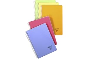 Clairefontaine 328506C Collection Linicolor Fresh Un Carnet à Spirale - A5 14,8x21 cm - 180 Pages Petits Carreaux - Papier Blanc 90 g - Couverture Polypro Transparent - Couleur Aléatoire