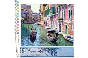 Figured'Art Pintar por Numeros Adultos Venecia - Manualidades pintura acrilica Kit Cuadro DIY completo - 40x50cm sin bastidor