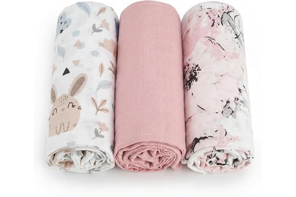 Baby Safe Pack de 3 Mousselines Bébé 80x70 cm, Serviettes bébé 100% Coton Bio Certifié Oeko-TEX Mousselines Bébé Coton Idéal comme Bavoir, Langes Coton Bébé Bambou