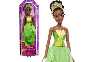 Mattel Disney Princess Dolls, Tiana Posable Fashion Doll with Sparkling Clothing and Accessories, Disney Movie Toys, HLW04
