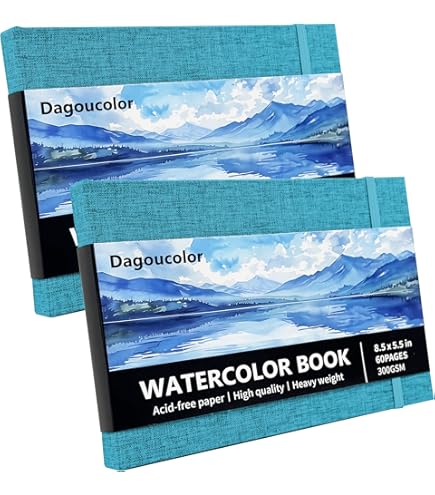 DagouColor Aquarelle Carnet Dessin, 8.5"x8.5", 2 Pack, 24 Feuilles