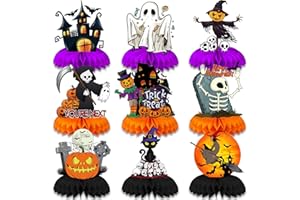 LMSHOWOWO 9 Stück Halloween Party Tischdekorationen, Neuheit Halloween Bienenwabe Mittelstücke, Waben Party Tischaufsätze für Männer Frauen Happy Halloween Party Dekoration Party Zubehör