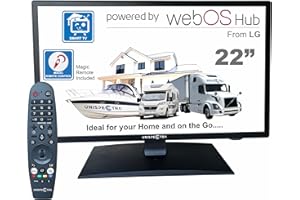 Unispectra ® 22” 12v Smart TV (webOS) ELED Full HD 240v 24v 12v TV Freeview & SAT Tuner, 3x HDMI, 2x USB, Magic Remote. 12V TVs for Motorhomes, Campervan, Caravan TV, Truck, Van, Boat