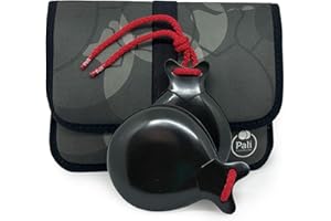 BUOSHA Castañuelas PALI color NEGRO con DOBLE CAJA. Ideal para el aprendizaje. (Funda Negra)