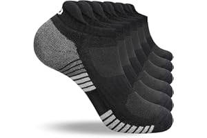 coskefy Running Socks Thick Cushion Ankle Trainer Socks for Men Women Cotton Sports (6 Pairs)