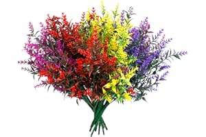 HBell Sztuczne kwiaty na zewnątrz, odporne na promieniowanie UV, sztuczne rośliny bukszpanowe, sztuczna plastikowa zieleń do użytku wewnątrz i na zewnątrz, wiszące rośliny, ogród, weranda, okno,