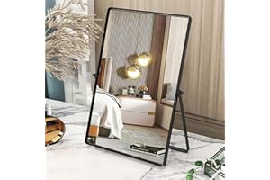 Gosider Schwarzer Tischspiegel – tragbarer Kosmetikspiegel mit Metallrahmen, rechteckiger Schreibtischspiegel für Schlafzimmer, Wohnzimmer und Büro – 30 x 22 cm