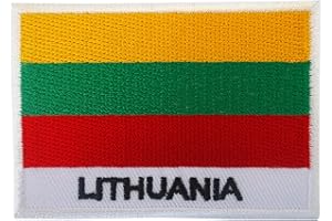 ELLU Lithuania Flag Patch Iron On Badge/Sew On Lithuanian Flag Embroidered Applique