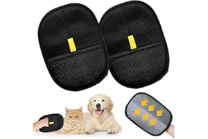 KutaKuta 2 Stück Tierhaarentferner Handschuh, Doppelseitiger Enthaarungshandschuh, Katzenhaarentferner, Haustier-Enthaarungshandschuhe für glattes und gesundes Fell