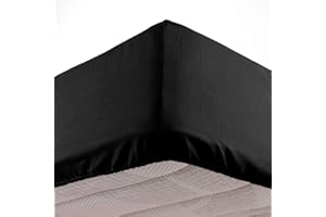 douceur d'intérieur, Drap Housse (140 x 190 cm) Oscar Noir, Microfibre Unie