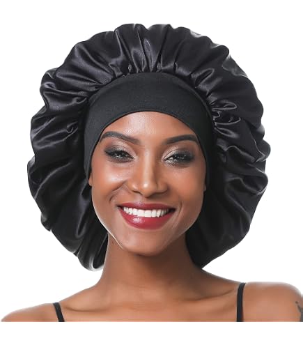 Bonnet De Nuit En Satin Et Polyester - Ajustable (Tour 50-66 Cm) - Pour Soin Des Cheveux, Sport, Sommeil - Homme Et Femme (Noir) - 14