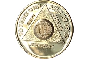 WAKSOX 3 Year 24K Gold Plated AA (Alcoholics Anonymous) - Sober/Sobriety/Birthday/Anniversary/Recovery/Medallion/Coin/Chip
