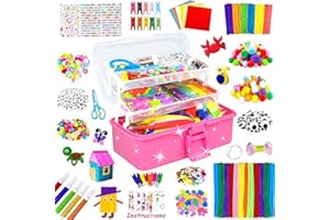 BNUZEIYI 3000 Bastelset Kinder DIY Basteln Bastelkoffer für Kinder Bastelzubehör alle in Bastelbox Bastelmaterial Scrapbooking mit Pfeifenreiniger Bastelsets für Mädchen Jungen 4 5 6 7 8 Jahre Geschenk, Rot