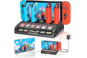 Fenolical Switch TV Dock Station de Charge Compatible avec Nintendo Switch/Switch OLED, pour Chargeur avec Adaptateur TV HDMI 4K/1080P, avec 12 Emplacements de Jeu (Noir)