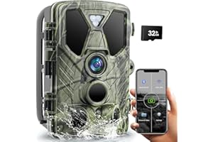 RecorCam Cámara de Caza WiFi 36MP 4K con App Bluetooth, Camara Fototrampeo Nocturna con 850nm IR LED, Camara Caza IP66 Impermeable con Tarjeta de Memoria de 32GB, para la Vigilancia de la Fauna