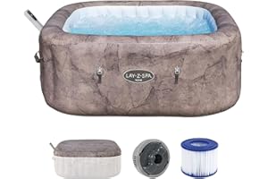 Bestway® Lay-Z-SPA® Energiespar-Whirlpool Rome AirJet™ mit App-Steuerung + integrierter UltraFit™ -Pumpeneinheit, für 6 Personen 180 x 180 x 71 cm, Marmor-Optik (Braun)