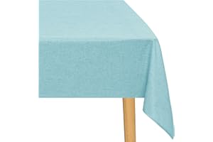 JIUZHEN Blau Tischdecke Abwaschbar Tischdecken Leinenoptik für Esszimmer, Garten, Outdoor,Hochzeiten Wasserabweisend Tischtuch Eckig 135X200 cm