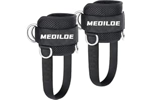 MEDILOE 2Pcs Ankle Straps For Cable Machines, Double D-Ring Ankle Cuff Straps for Legs Kickback, Abs, Glute Workouts, Leg Extensions