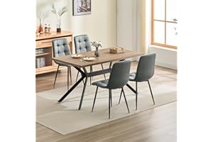 ANVOFONG Essgruppen Esstisch mit 4 dunkelgrau Stühlen,140 x 80 x 76 cm Dunkelbraun Rechteckig Esstisch aus Holz mit Esszimmerstühle mit technisches Tuch,für Küche Esszimmer und Wohnzimmer