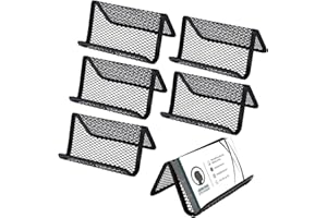MengH-SHOP Porta-tarjetas de Visita de Malla Metálicas Tarjeteros de Escritorio Práctico Titular de la Tarjeta de Negocios Soporte de Metal Adecuado para Tarjetas de Visita Teléfonos 6 Piezas (Negro)