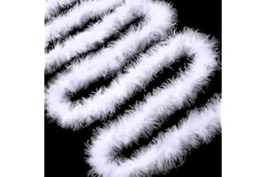 mzoLife 5 Stück 2 m Weihnachtsbaum weiße Federband, 2 m Weihnachtsbaum-Streifen, Weihnachtsbaum-Wickelgirlande, Basteldekoration, für Party, Hochzeit