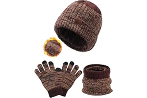 WELROG Gorro de Invierno para niños, Bufanda, Guantes para niños y niñas, Gorro de Invierno, Conjunto de Bufanda para niños de 4 a 15 años, Gorro de Punto