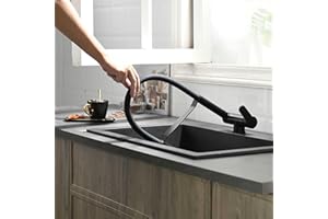 SJQKA Rubinetto Cucina Pieghevole, Miscelatore Cucina Abbattibile 180°, Rubinetto Lavello Con Uscita Dell'acqua A Doppia Modalità in Rame Senza Piombo (nero)