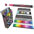 TOOLI-ART Acrylic Paint Markers Paint Pens Set Essential Color Series For Rock Painting, Canvas, Mugs, Plastic, Metal, Glass Paint, Fabric, Wood, DIY. Non Toxic, Quick Dry,Waterbased (30 EXTRA FINE)