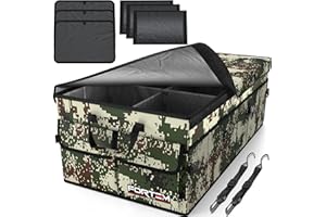 FORTEM Organizador Maletero Coche, Caja Plegable SUV con Compartimentos, Accesorios Auto Mujer Hombre, Tela Oxford 600D, Base Antideslizante, Correas Ajustables, Tapa Suave (85L)